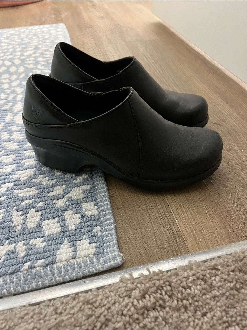 Ariat Black Slip-On Work Clogs with Low Heel